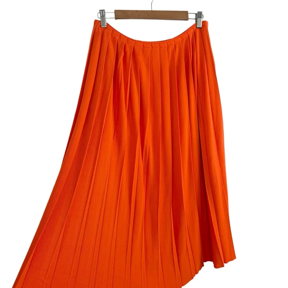 J. Crew Pleated Sweater Skirt Orange Sz M NWT